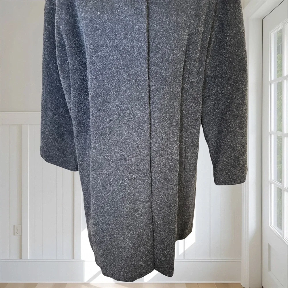 Vtg FORECASTER OF BOSTON Women's L/XL Wool Mohair Coat Dark Gray Union USA - Picture 3 of 13